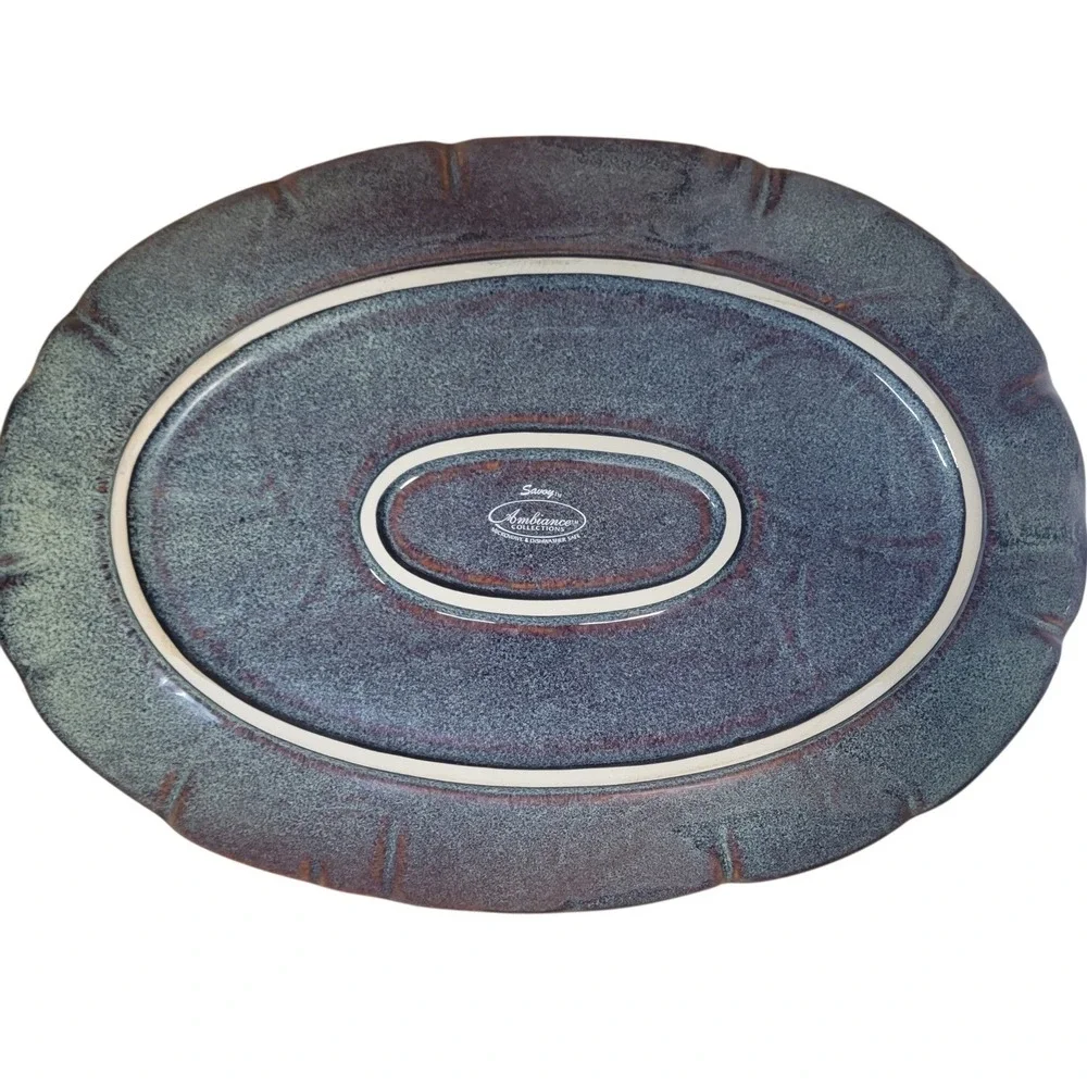 Ambiance Collections Savoy Oval Platter Reactive Glaze Stoneware 16.5x11.5